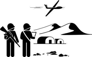 Drone güvenlik kavramının minimalist vektör çizimi  