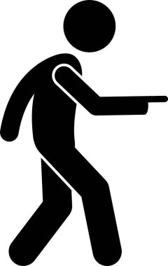 İşaret parmağının sopalı figürleri. Çubuk figür farklı pozlar ve pozisyonlarda farklı yönleri gösteren bir adam gösteriyor..