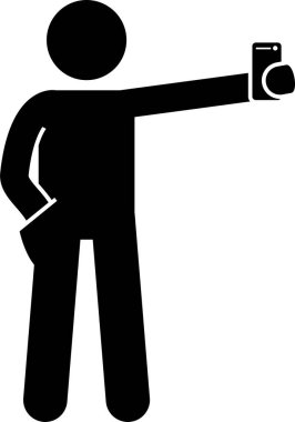 Akıllı telefon kullanan adamın minimalist vektör çizimi