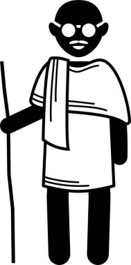 Ghandi 'nin minimalist çizimi beyaz arkaplanda izole edildi