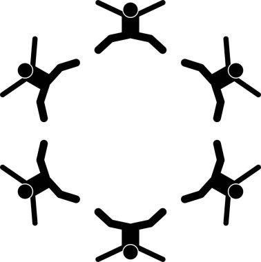 Çember içinde insan grubunun minimalist vektör illüstrasyonu