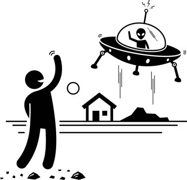 Minimalist vektör illüstrasyonu, uzaylı konsepti