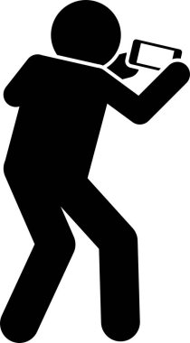 Akıllı telefon kullanan adamın minimalist vektör çizimi