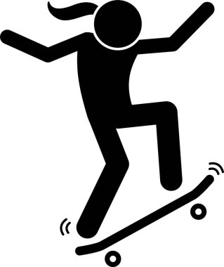 Kız kaykayın minimalist vektör illüstrasyonu