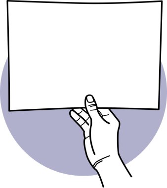 İnsan eliyle kağıt tutmanın minimalist çizimi 