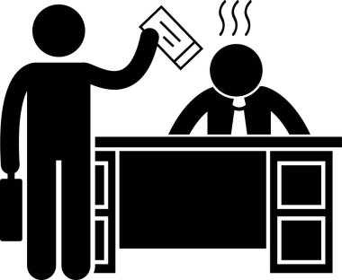 Minimalist vektör illüstrasyonu, kızgın patron kavramı