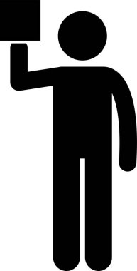 Kutu taşıyan adamın minimalist vektör çizimi