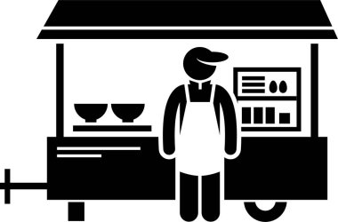 Mobil gıda kamyonu konseptinin minimalist vektör illüstrasyonu