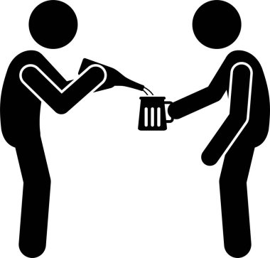 minimalist vektör illüstrasyonu, alkol içme kavramı