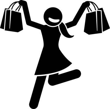 Kız alışveriş konseptinin minimalist vektör çizimi 