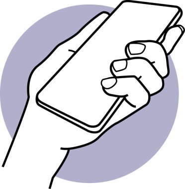 Akıllı telefonu tutan elin vektör çizimi