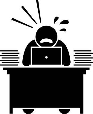 Çok stresli bir ofis işyerinde çalışan bir işçi. Çalışanların dikkati dağınık, çok işi var.