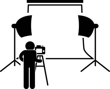 Stüdyo fotoğrafçısı konseptinin minimalist vektör illüstrasyonu  
