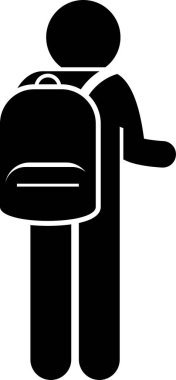 Çantalı adam çeşitli pozlar ve hareketler.