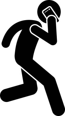 Akıllı telefon kullanan adamın minimalist vektör çizimi