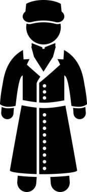 Geleneksel Avrupa kostümü giyen kişinin minimalist vektör illüstrasyonu