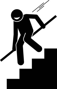 Bir adamın merdivenleri çıkışının minimalist vektör çizimi