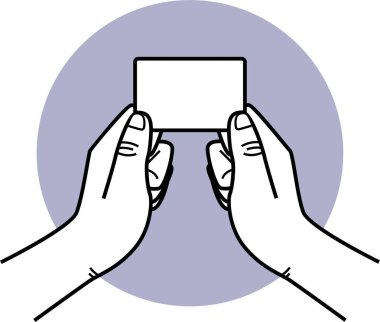 İnsan eliyle tutuş kartının minimalist vektör çizimi 