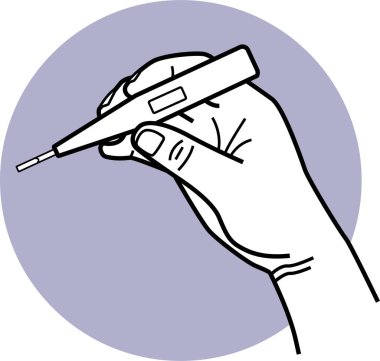 İnsan eliyle termometreyi tutmanın minimalist çizimi