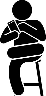 Akıllı telefon kullanan adamın minimalist vektör çizimi