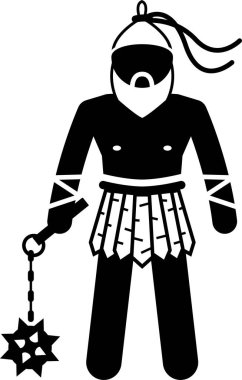 Eski ortaçağ fantezi karakterleri sınıfları ve savaşçı simgesi.