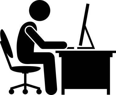 Ofiste bilgisayar ve dizüstü bilgisayarla çalışan bir çalışan. Bu görevler arasında programcı, yazılım mühendisi, destek, çağrı merkezi, müşteri hizmetleri, sekreter, yardım masası, resepsiyonist, çizer ve CEO bulunmaktadır..