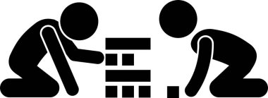 Geleneksel ve Modern Oyunlar Oynayan Çocuklar Şekil Resim Çizimi Simgesi Clipart