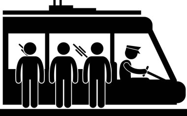 Tren istasyonundaki insanların minimalist vektör illüstrasyonu