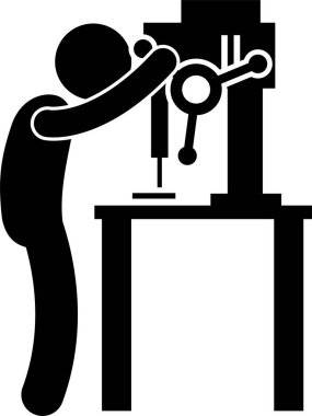 Fabrika işçisinin minimalist vektör çizimi