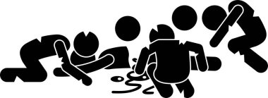 Zombi enfekte olmuş karakter figürleri. İnsanlar hastalıklı zombi resimlerine dönüşüyor..