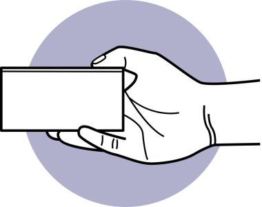 İnsan eliyle tutuş kartının minimalist vektör çizimi