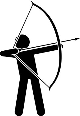 Geleneksel silahlarla savaşan insanların minimalist vektör çizimi