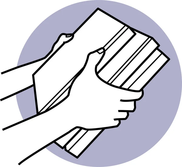 Ilustração Vetor Minimalista Mão Humana Segurando Livros — Vetor de Stock