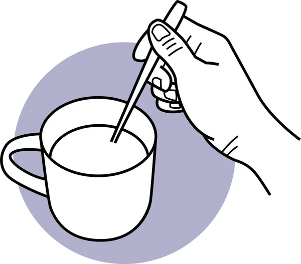 手押しスプーンとカップのベクトル図 — ストックベクタ