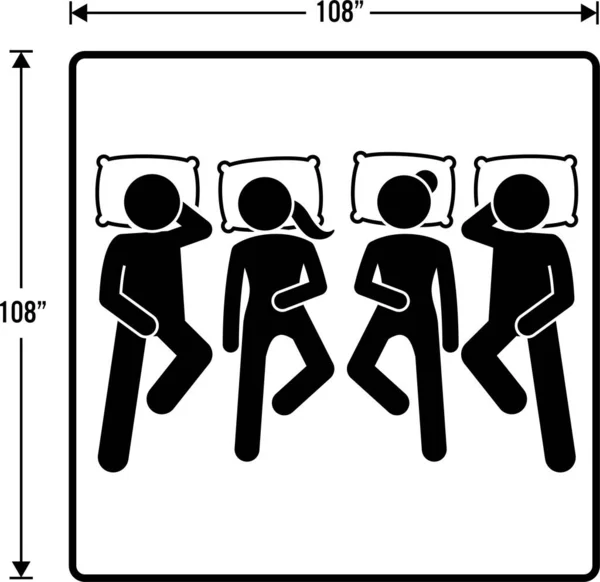 Ilustração Vetorial Minimalista Conceito Tamanho Cama — Vetor de Stock