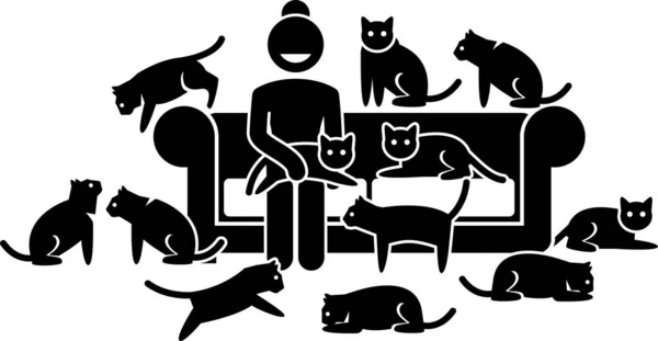 Ilustração Vetorial Minimalista Pessoa Gato — Vetor de Stock