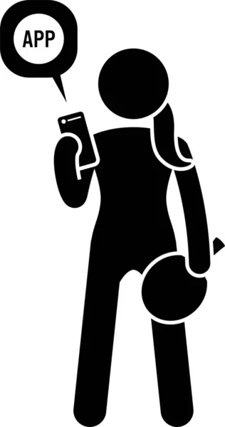 Minimalistic Vector Illustration Sportive Person Phone Training App Concept — Stock Vector