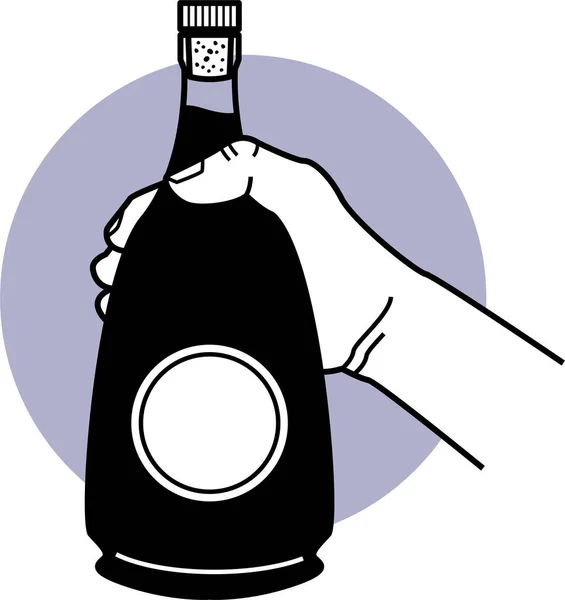 Mano Sosteniendo Una Botella Ilustración Vectorial — Vector de stock