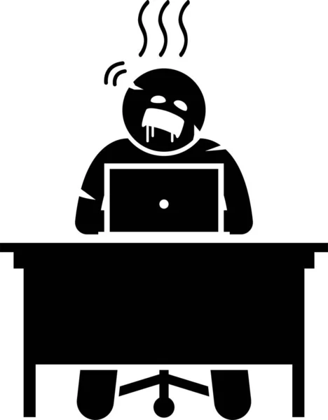 Ilustração Vetorial Minimalista Personagem Assistente Usando Laptop — Vetor de Stock