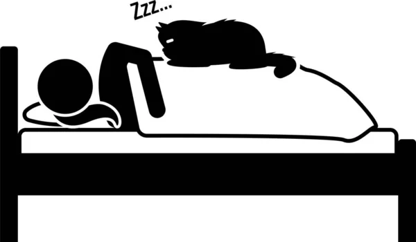 Ilustración Vectorial Minimalista Niña Gato — Vector de stock
