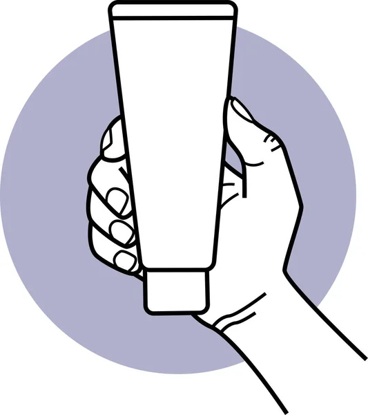 Hand Holding Tube Vector Illustration — Stock Vector