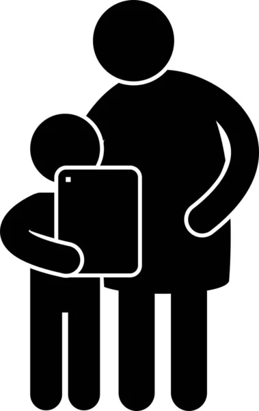 Illustrazione Vettoriale Minimalista Dell Uomo Utilizzando Tablet — Vettoriale Stock