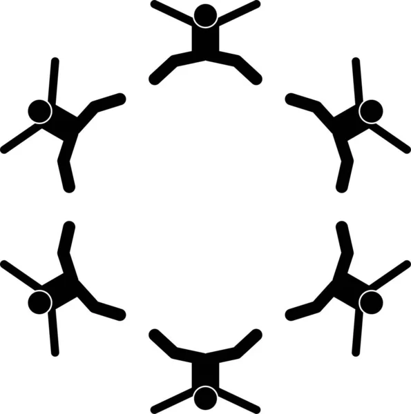 円の中の人々の最小限のベクトル図 — ストックベクタ