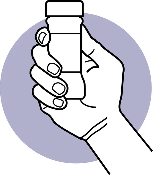 Vektor Illustration Der Hand Haltenden Flasche — Stockvektor