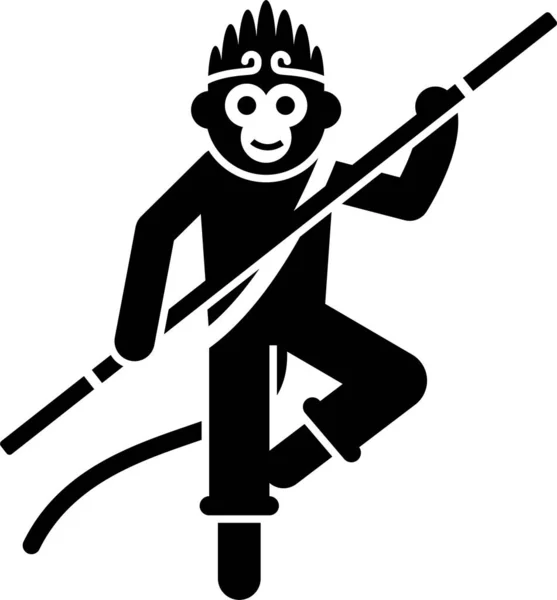 Monkey King Oder Sun Wukong Symbole Gesetzt Vektorillustrationen Des Legendären — Stockvektor