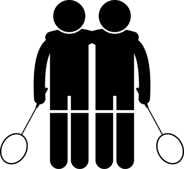 Zwart Minimalistische Vector Illustratie Van Badminton — Stockvector