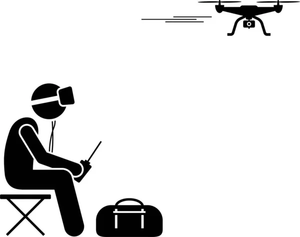 Μινιμαλιστική Διανυσματική Απεικόνιση Drone Προσωπικών Χρησιμοποιώντας Έννοια — Διανυσματικό Αρχείο