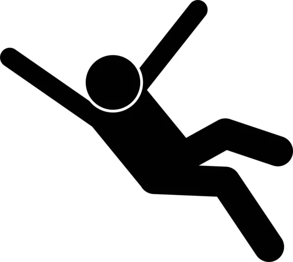 落ち込んで転んだ男 ピクトグラムは 人が落下し 体のさまざまな部分をノックすることを示しています 怪我は背中 首にあります 階段からも転落した — ストックベクタ