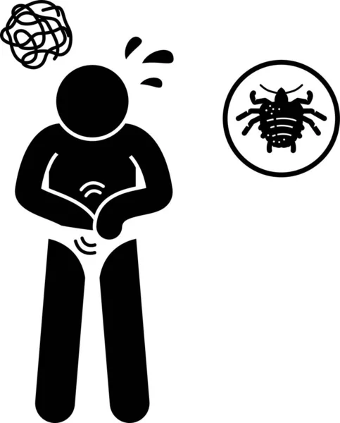 Insectos Parásitos Atacando Mordiendo Picando Humanos Los Iconos Signos Símbolos — Vector de stock