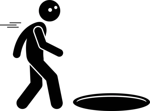 Stick Figure Man Hole Floor Vector Illustrations Person Fall Climbing — Stock Vector